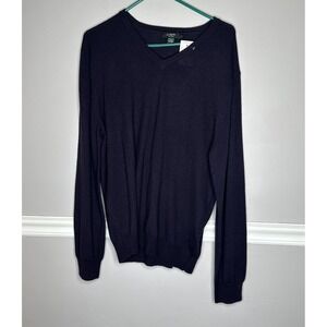 J Crew Mens Large Tollegno Italian 100% Merino Wool Sweater NWT Dark Purple